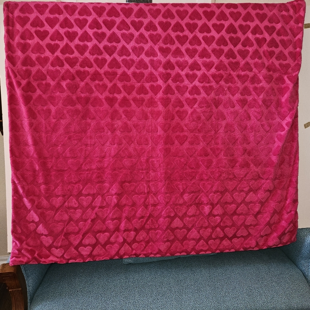 Custom Love Plush Throw Or Baby Blanket - Pink Heart & Block Pattern NWOT